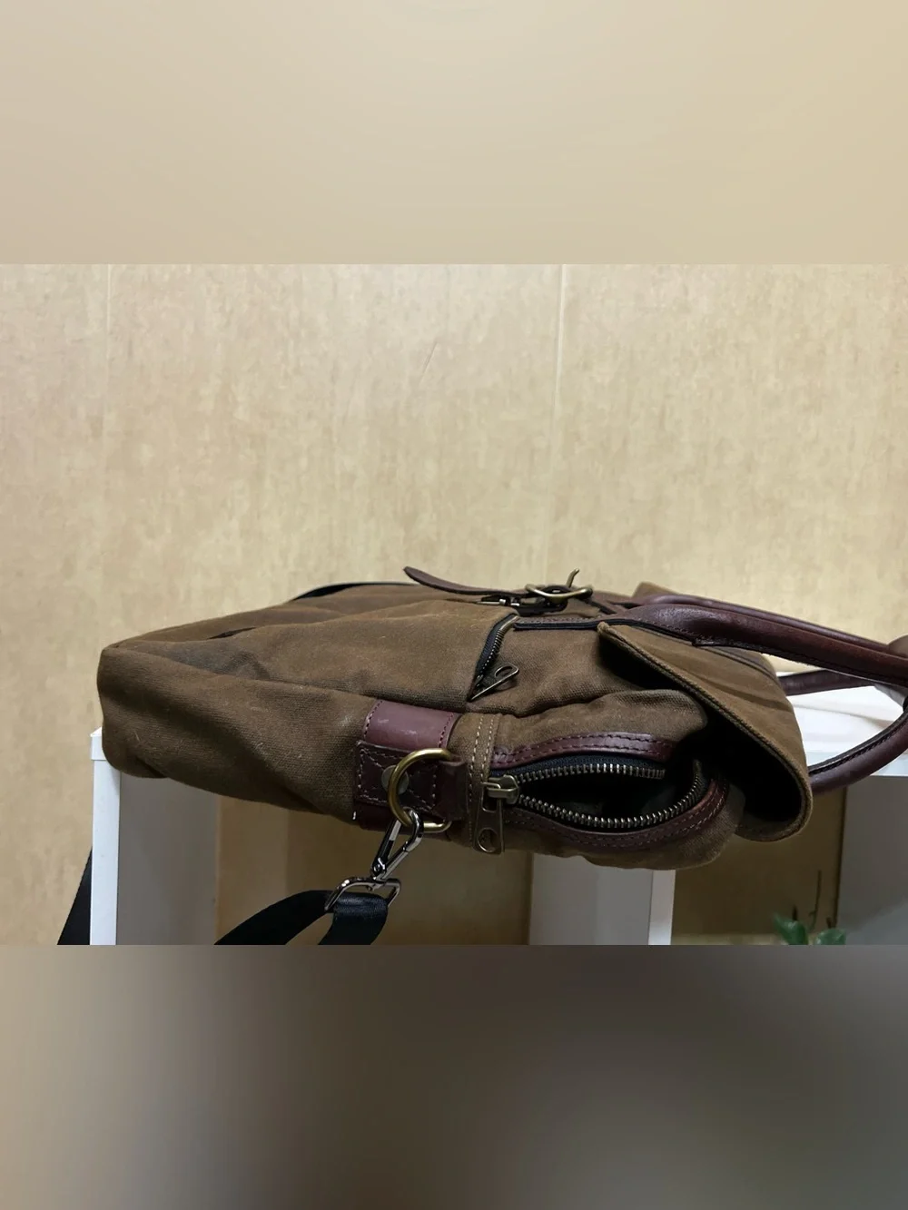 Vintage Racing Green British brown Briefcase messenger bag